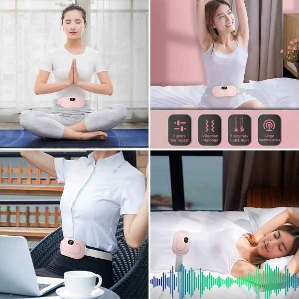 Heating Pad for Women – Period Pain & Cramp Relief Belt | Portable Electric Menstrual Heating Pad with 3 Heat Levels & 4 Massage Modes